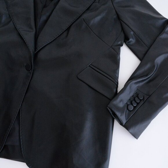 Generation Love New York Hudson Vegan Leather Black Single Button Blazer Xl - Picture 6 of 13
